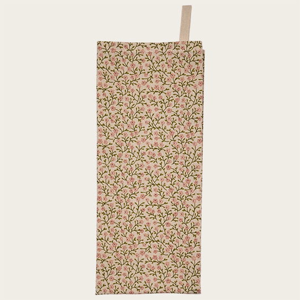Blomster Viskestykke Beige - 2 stk (70 x 43 cm) | Blomst Håndklæder - Temashop