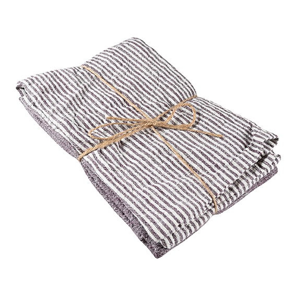 Stribet Viskestykke Brun - 2 stk (50 x 70 cm) | Brun Tema Håndklæder - Temashop