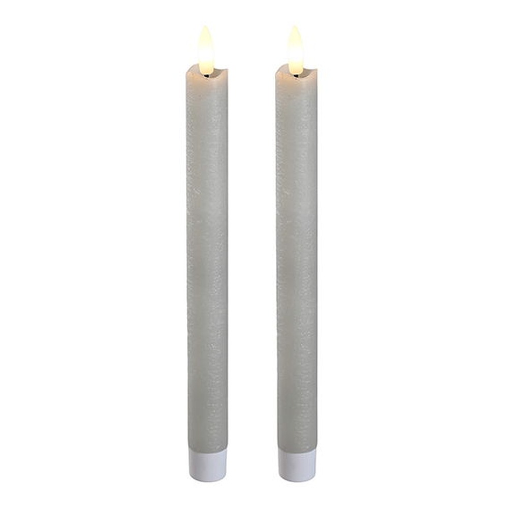 LED Vokslys Grøn - 2 stk (22,5 x Ø 2 cm) | Julepynt Lys / lysestager - Temashop