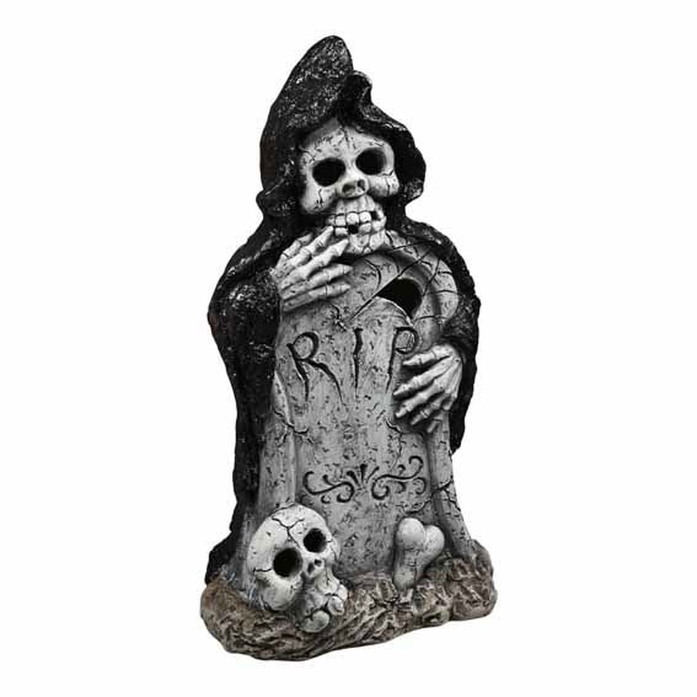 Skelet Gravsten Med LED Grå