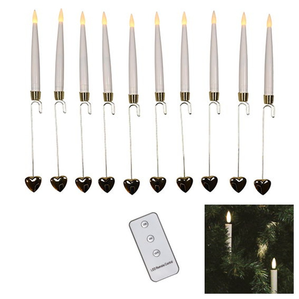 LED Stearinlys Med Lyseholder Hvid
