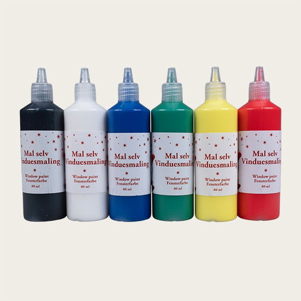 Vinduesmaling - 6 stk (80 ml) | Jul Male- & Tegneudstyr - Temashop