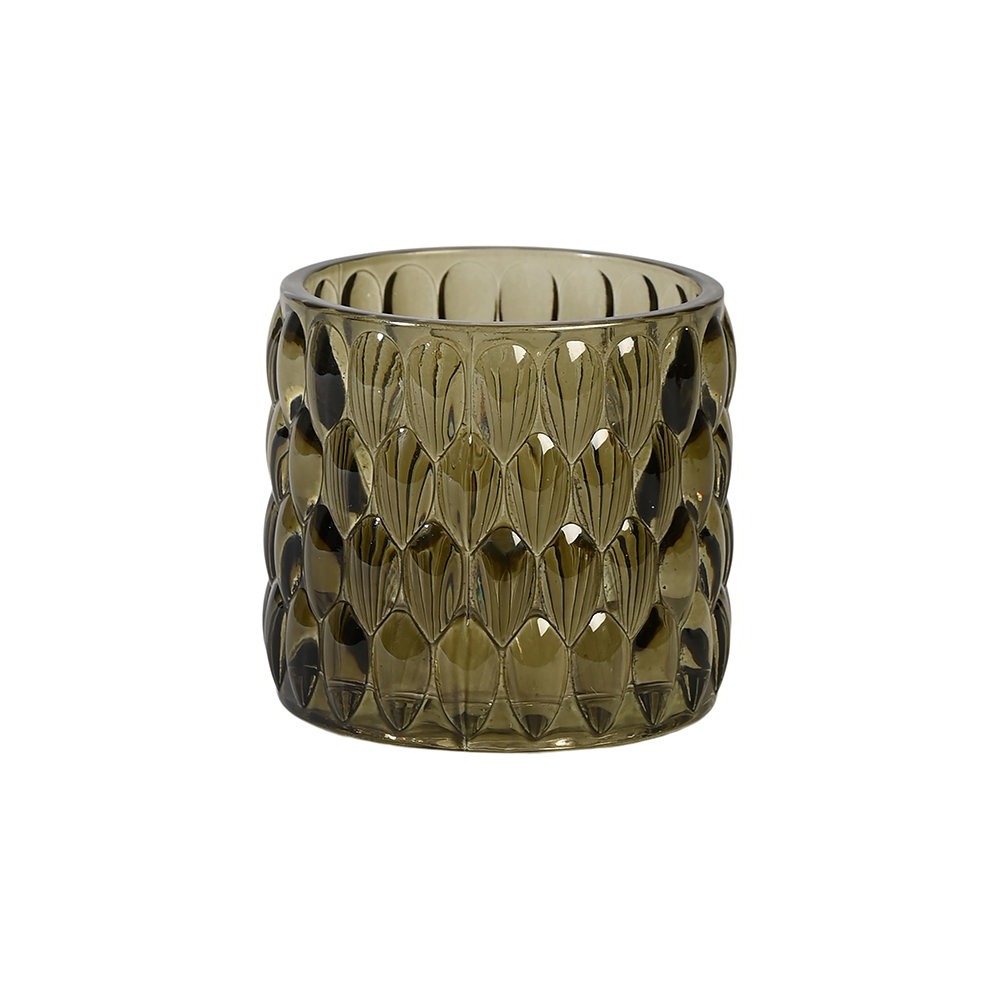 Glas Fyrfadsstage Grøn - 1 stk (6,5 x Ø 7 cm) | Grønt tema Lysestager - Temashop
