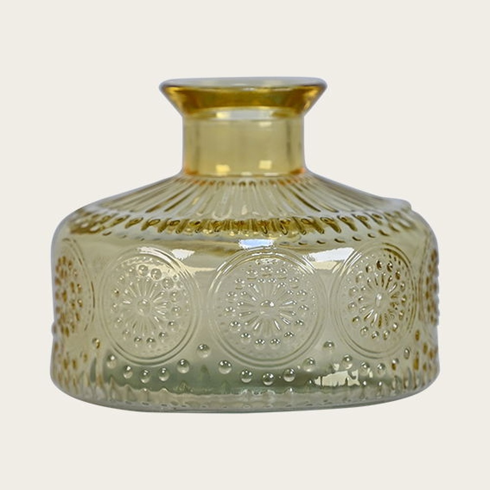 Glasvase Gul - 1 stk (7,4 x Ø 9,2 cm) | Blomst Vase - Temashop