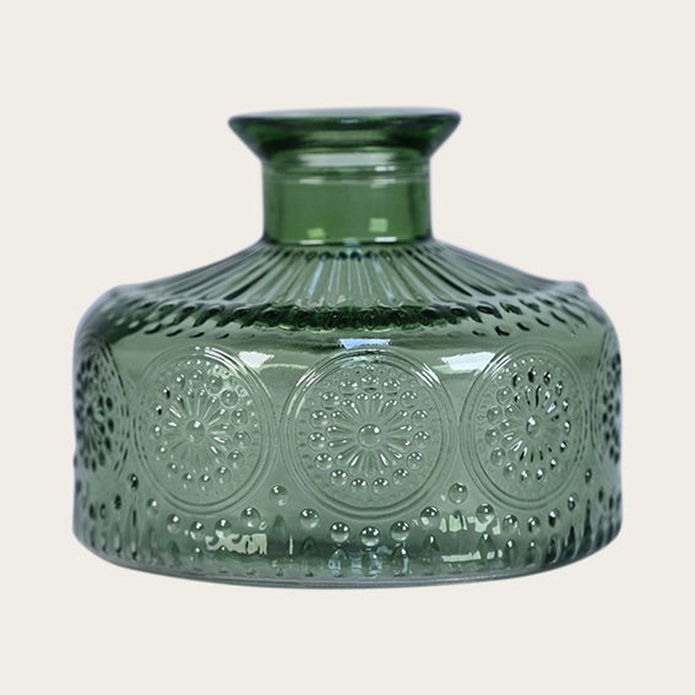Glasvase Grøn - 1 stk (7,4 x Ø 9,2 cm) | Blomst Vase - Temashop