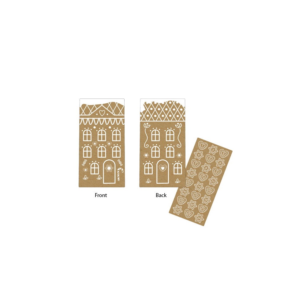 Honningkagehus Gaveposer Kraft - 24 stk (20 x 11 x 7 cm) | Ginger Bread Poser / Goodiebags - Temashop
