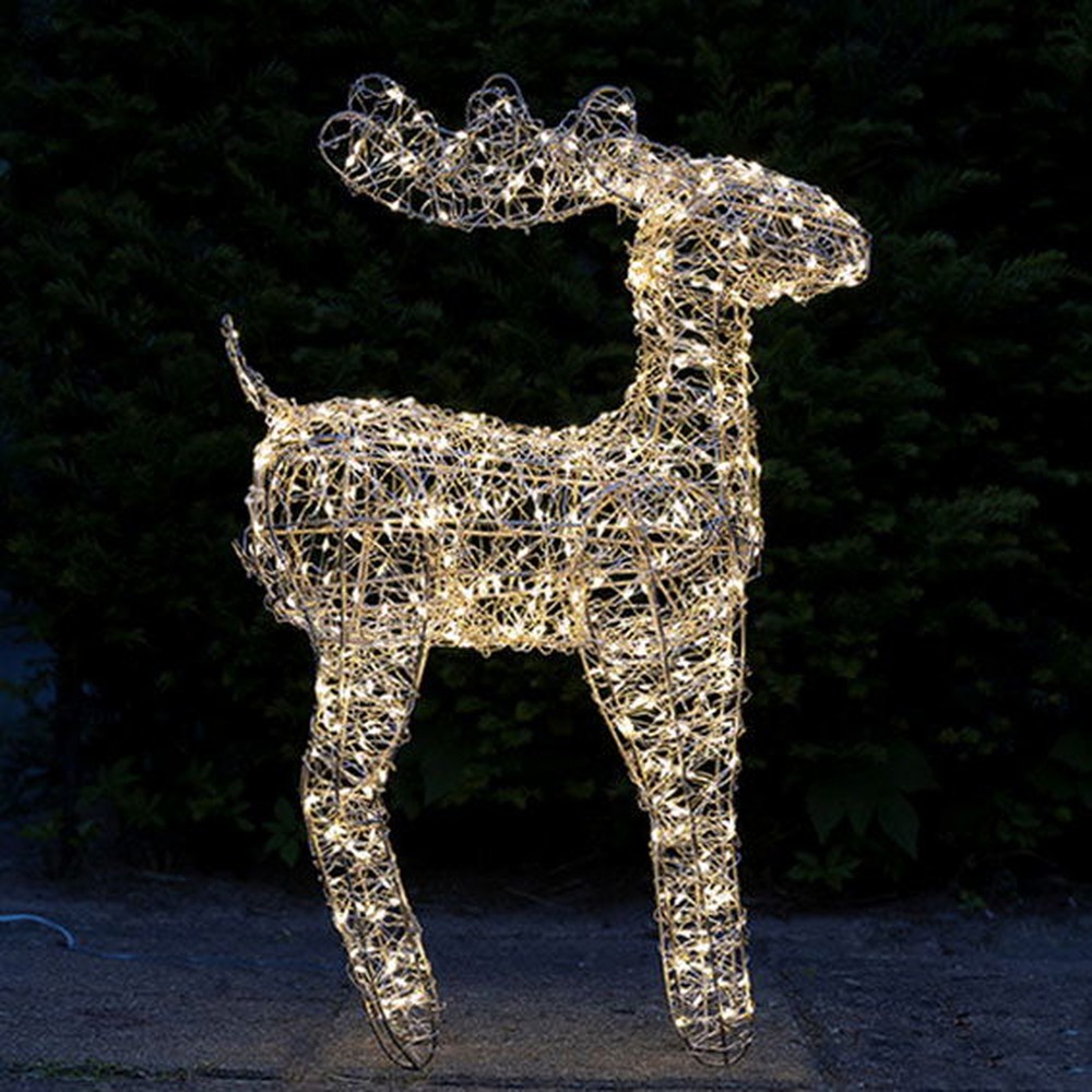 Rensdyr Dekorationsfigur Med LED Guld - 1 stk (60 x 36 x 14 cm) | Rensdyr Dekorationsfigurer - Temashop