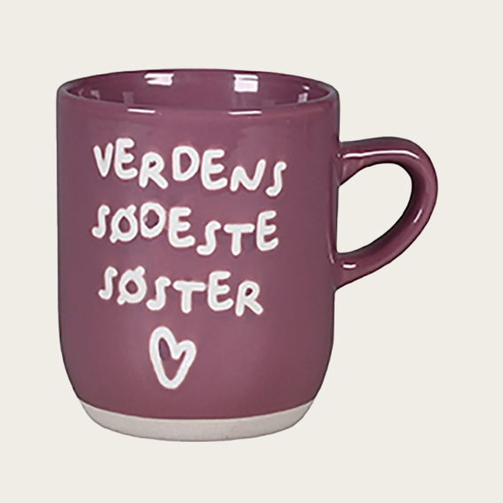 Krus Verdens Sødeste Søster Pink - 1 stk (9,5 x Ø 8 cm) | Pink tema Krus - Temashop