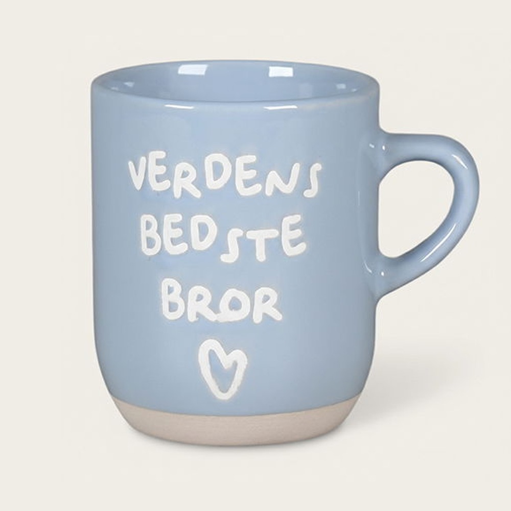 Verdens Bedste Bror Krus Blå - 1 stk (9,5 x Ø 8 cm) | Kærlighed Krus - Temashop
