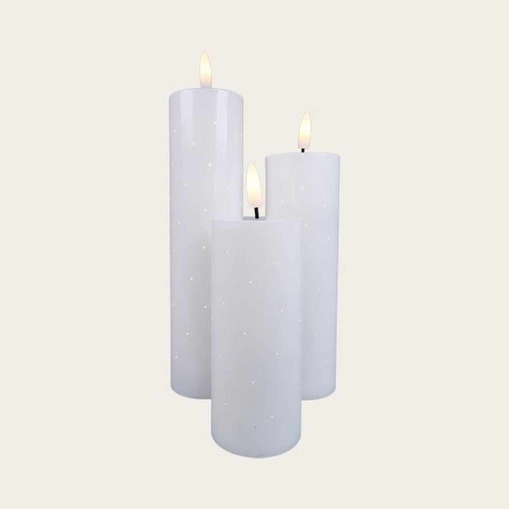 Fiberoptisk LED Lys Hvid - 3 stk (12 x Ø 5 cm & 16 x Ø 5 cm & 20 x Ø 5 cm) | Hvidt tema Lys / lysestager - Temashop