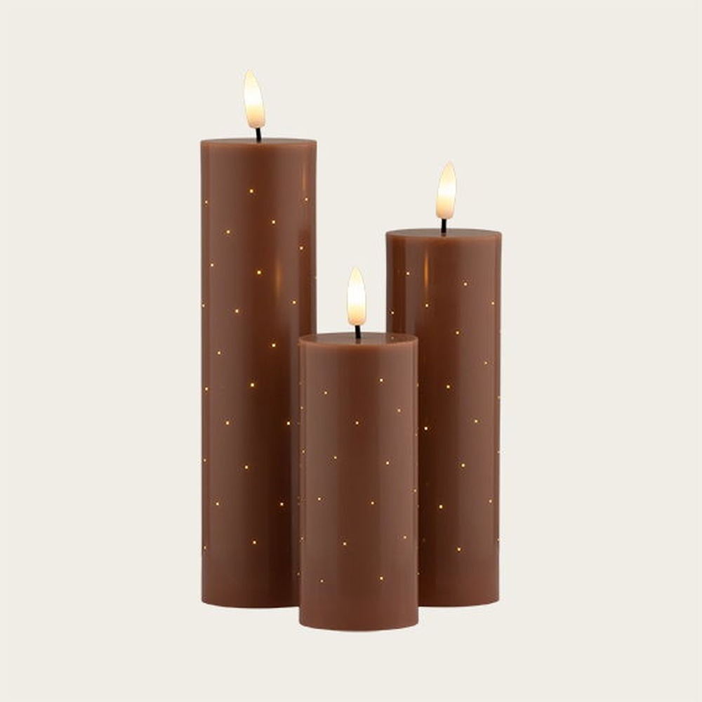 Fiberoptisk LED Lys Brun - 3 stk (12 x Ø 5 cm & 16 x Ø 5 cm & 20 x Ø 5 cm) | Brun Tema Lys / lysestager - Temashop
