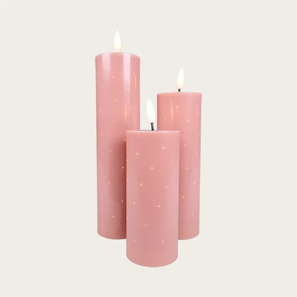 Fiberoptiske LED Lys Pink - 3 stk (12 x Ø 5 cm & 16 x Ø 5 cm & 20 x Ø 5 cm) | Pink tema Lys / lysestager - Temashop