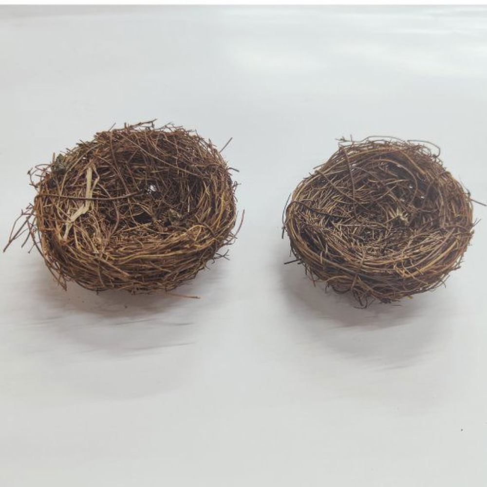 Fuglerede Dekoration Brun - 2 stk (3 x 7,5 cm) | Fugl Dekorationsfigurer - Temashop