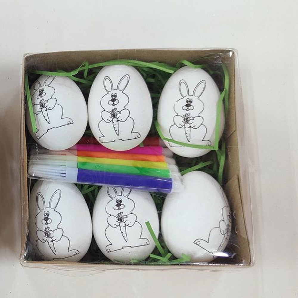 Påskeæg Skum Hvid - 6 stk | Bunny Påskepynt - Temashop