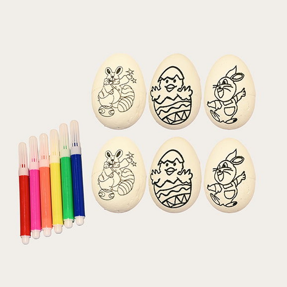 Påskeæg Skum Hvid - 6 stk (5 x Ø 3 cm) | Påske Påskepynt - Temashop
