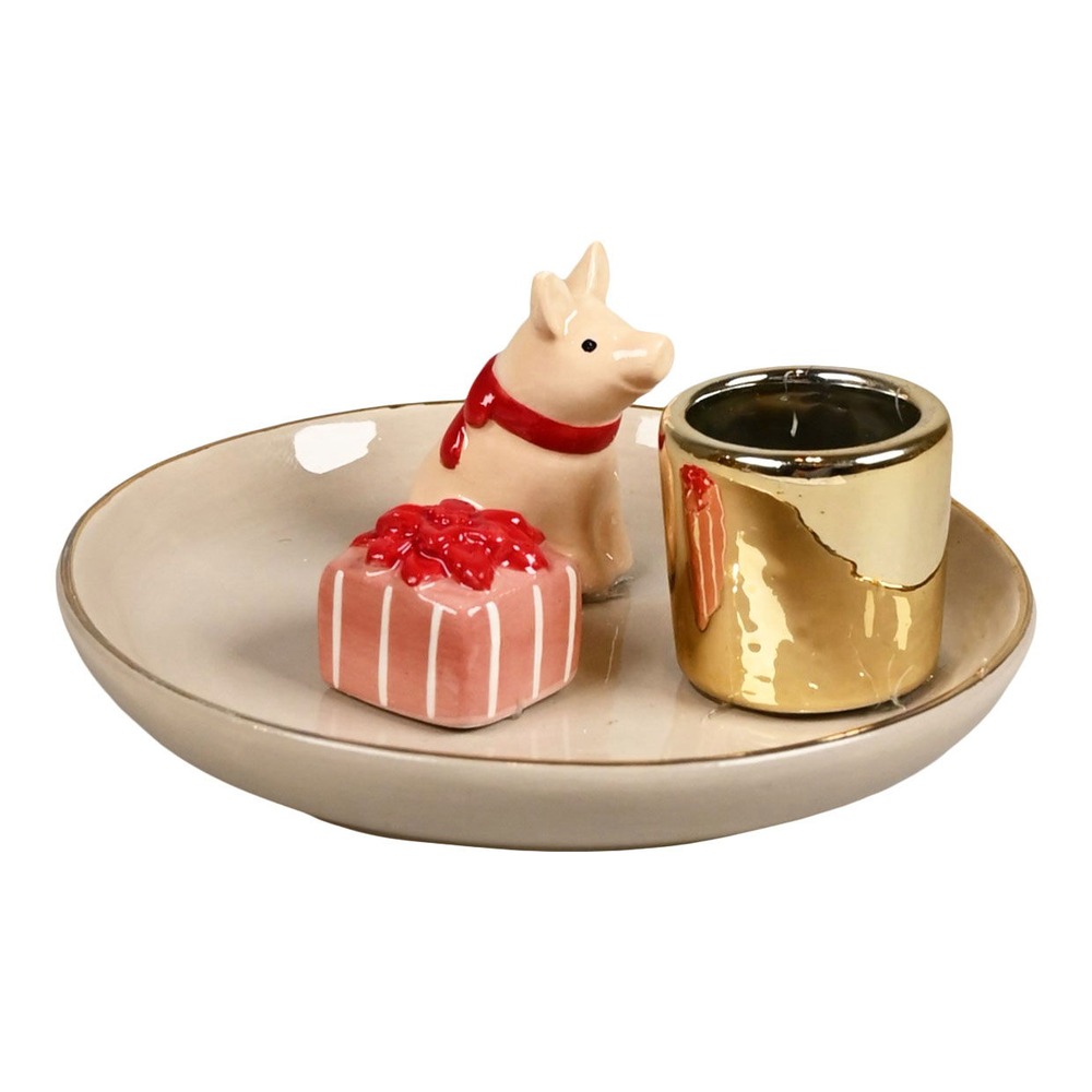 Hund Lysestage Guld - 1 stk (3,5 x Ø 10 cm) | Hund Lysestager - Temashop