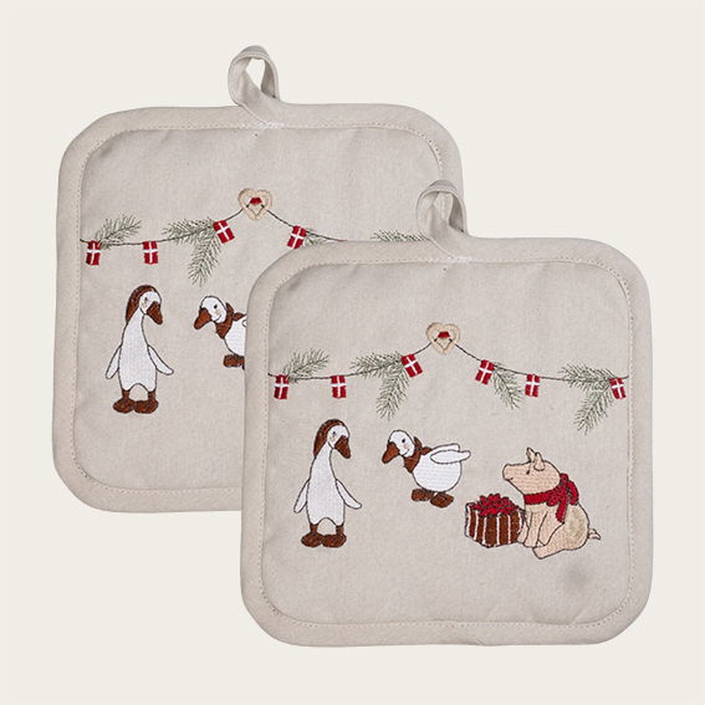 Nordic Pixie Grydelapper Beige - 2 stk (20 x 20 cm) | Nisse Mad, Drikke & Køkken Udstyr - Temashop