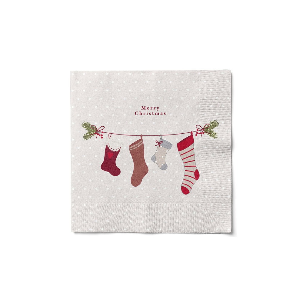 Merry Christmas Servietter - 20 stk (33 x 33 cm) | Jul Servietter - Temashop