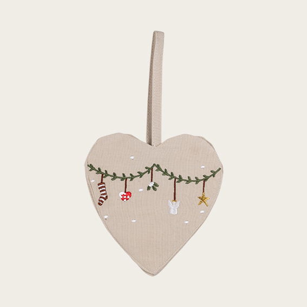 Hjerte Juleophæng Beige