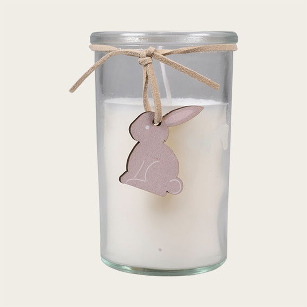 Påskelys I Glas Hvid - 1 stk (10 x Ø 6 cm) | Påske Lys / lysestager - Temashop
