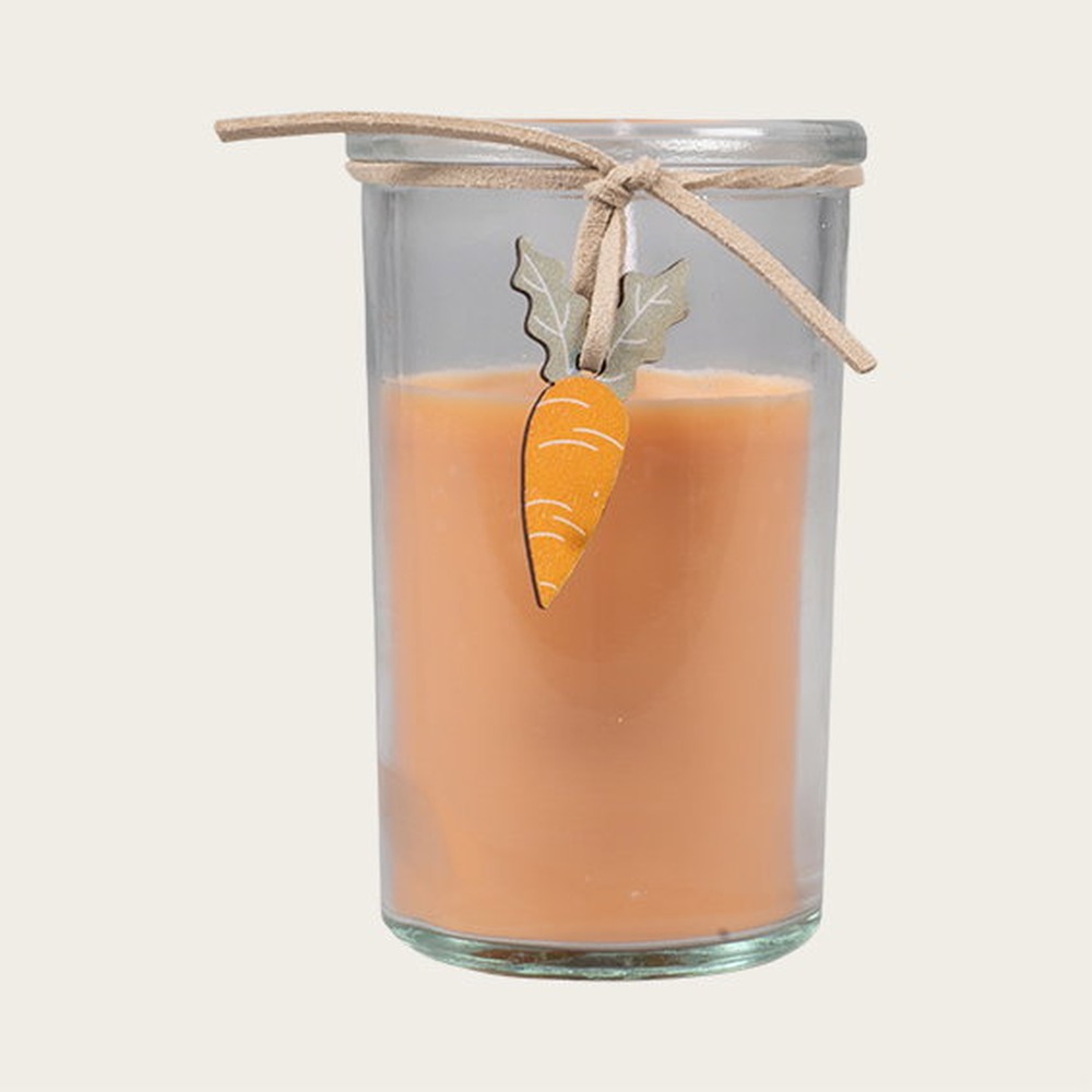 Lys I Glas Gul - 1 stk (10 x Ø 6 cm) | Påske Lys / lysestager - Temashop