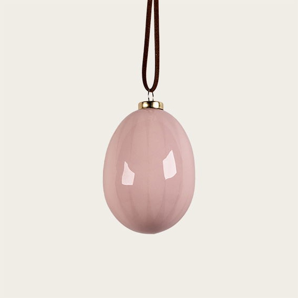 Påskeæg Ophæng Lyserød - 1 stk (6,5 x Ø 4 cm) | Påske Påskepynt - Temashop