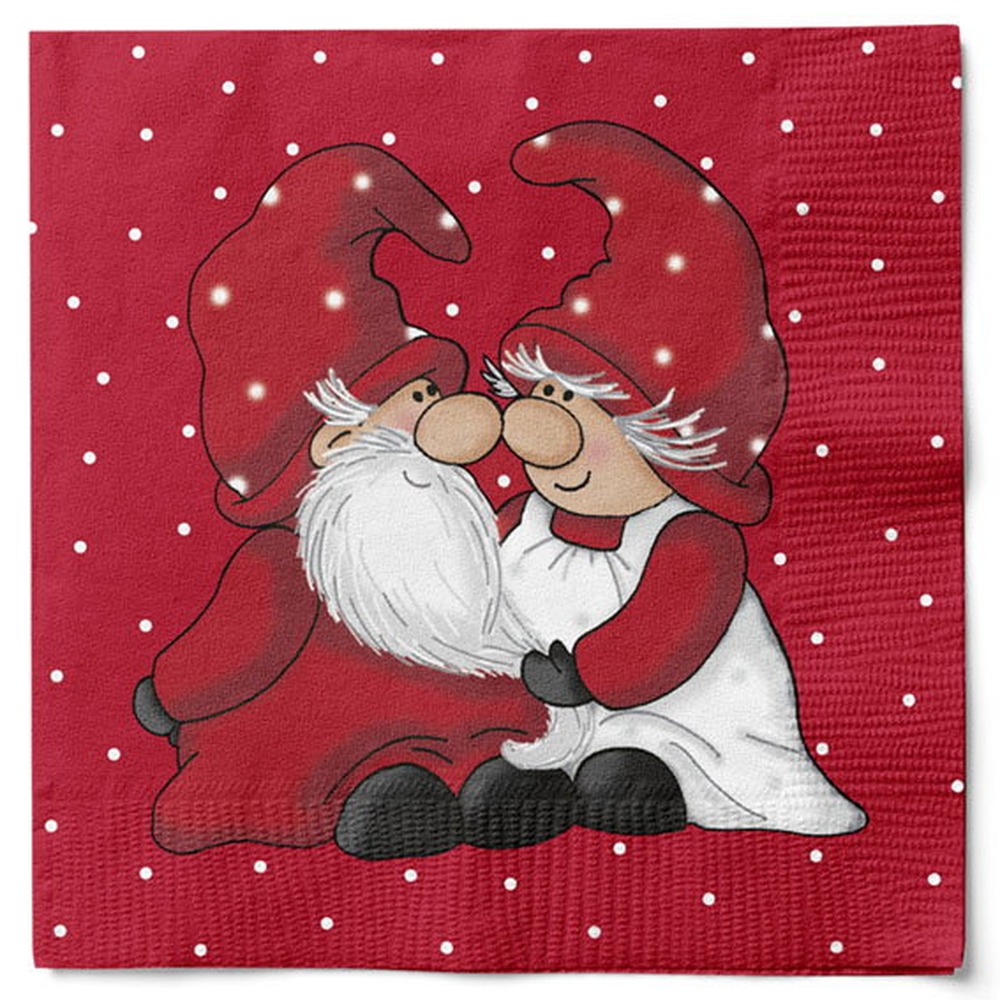 Nissepar Servietter Rød - 20 stk (33 x 33 cm) | Gnom Servietter - Temashop