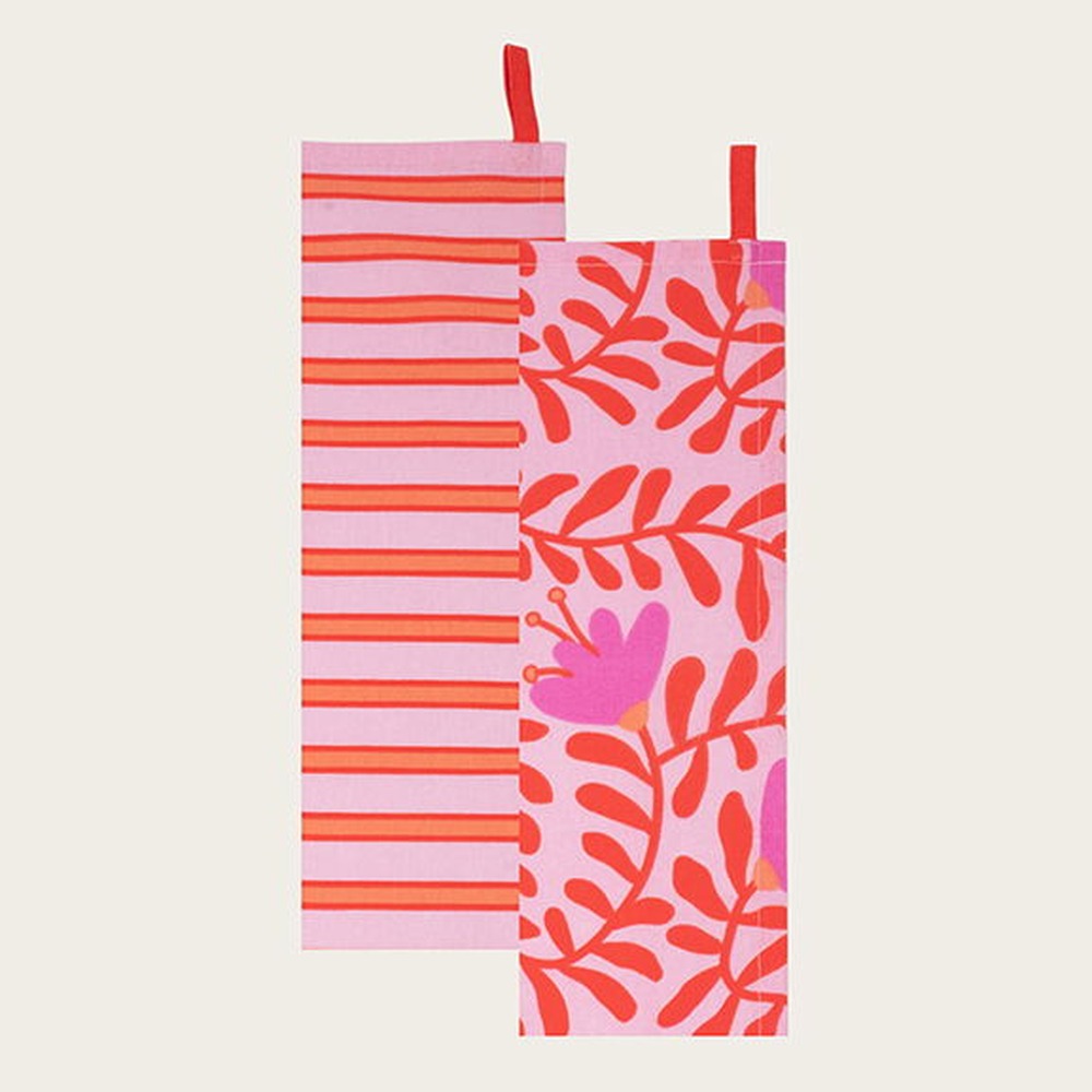 Hot Summer Viskestykke Pink - 2 stk (70 x 43 cm) | Sommer Håndklæder - Temashop