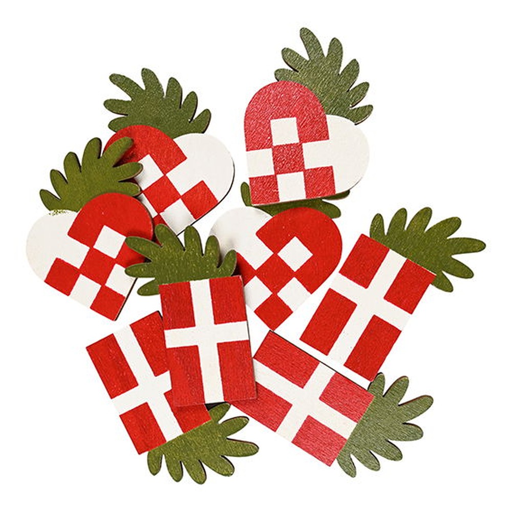 Dansk Jul Trækonfetti - 8 stk (5,5 x 4 x 0,3 cm) | Danmark Konfetti - Temashop