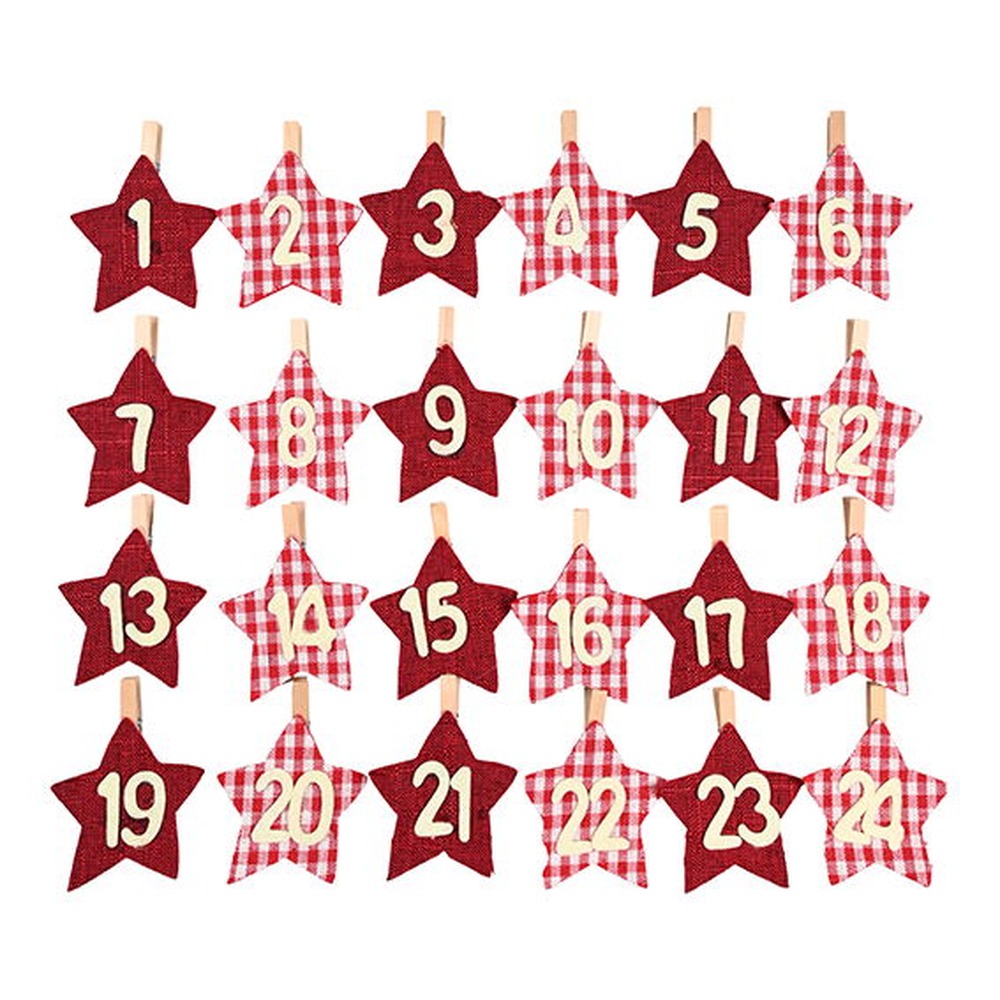 Pakkekalender Klemmer Rød - 1 sæt (8 x 6 cm) | Julekalender Klemmer - Temashop