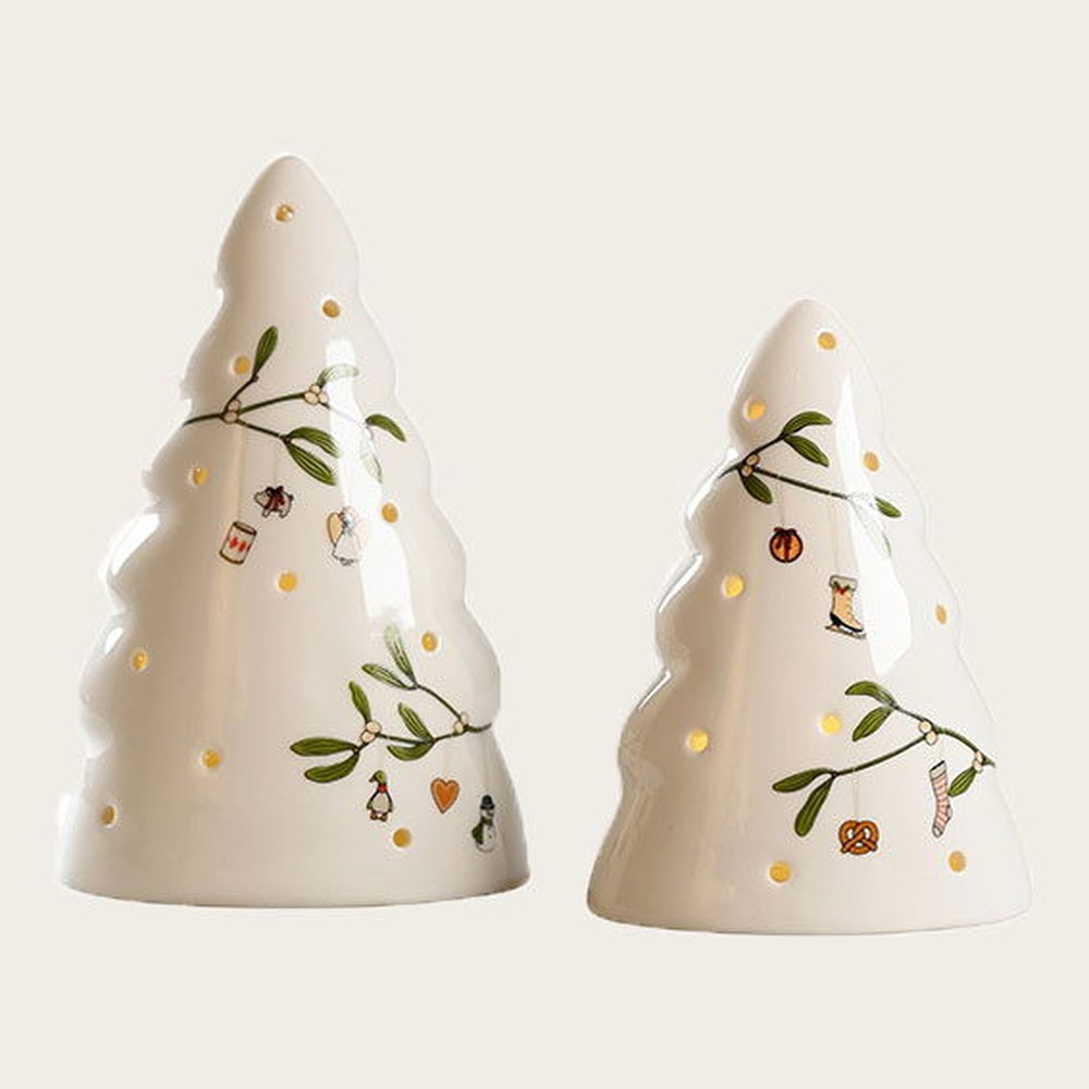 Juletræer Med LED Hvid - 2 stk (12 cm & 15 cm) | Juletræ Juletræ - Temashop