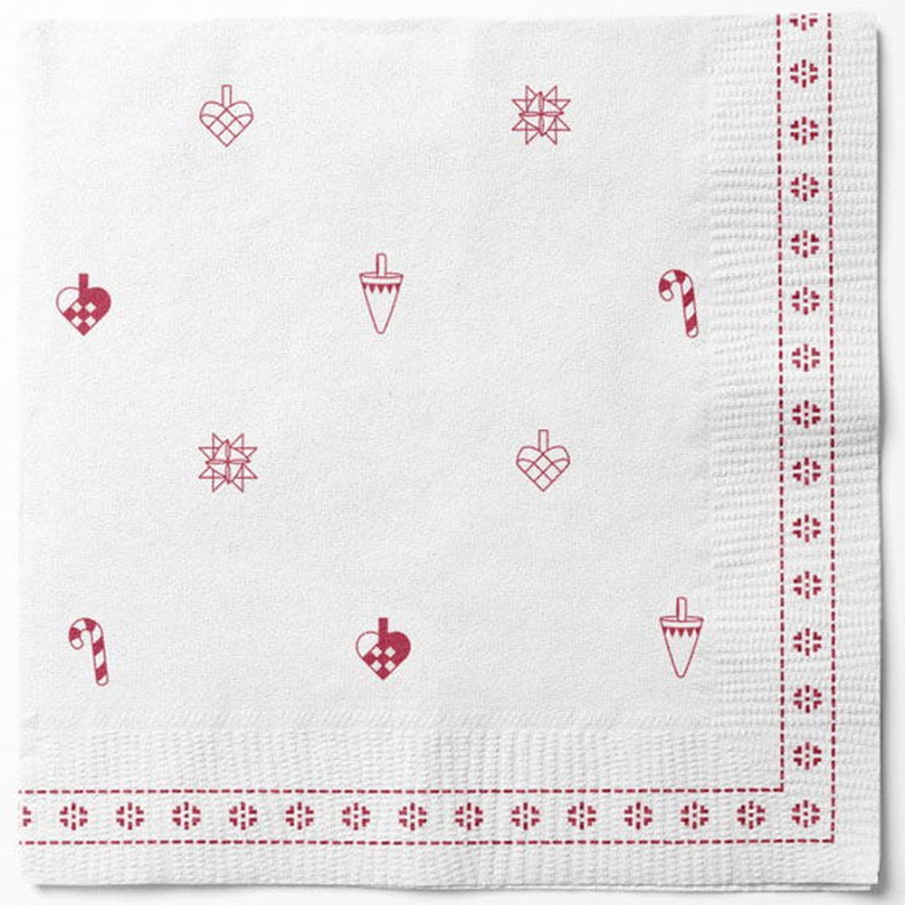 Dansk Jul Servietter Hvid - 20 stk (33 x 33 cm) | Danmark Servietter - Temashop