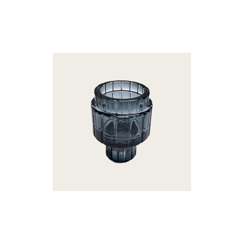 Glas Lysestage Mørkeblå - 1 stk (8 x Ø 6 cm) | Blåt tema Lysestager - Temashop