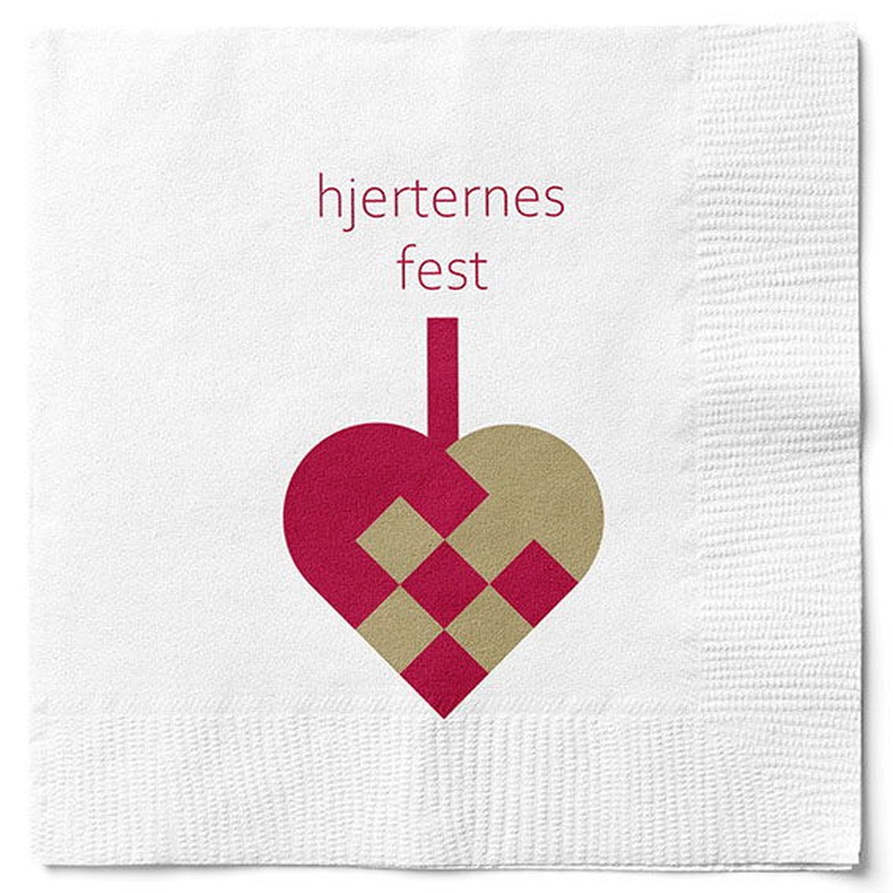Hjerternes Fest Servietter Hvid - 20 stk (33 x 33 cm) | Jul Servietter - Temashop