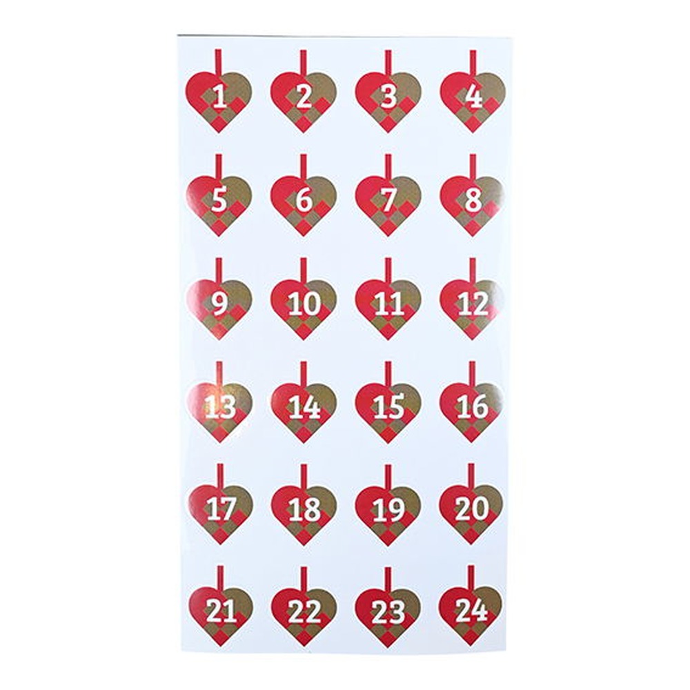 Julekalender Klistermærker Tal Rød - 1 stk (20 x 10,7 cm) | Julekalender Klistermærke - Temashop