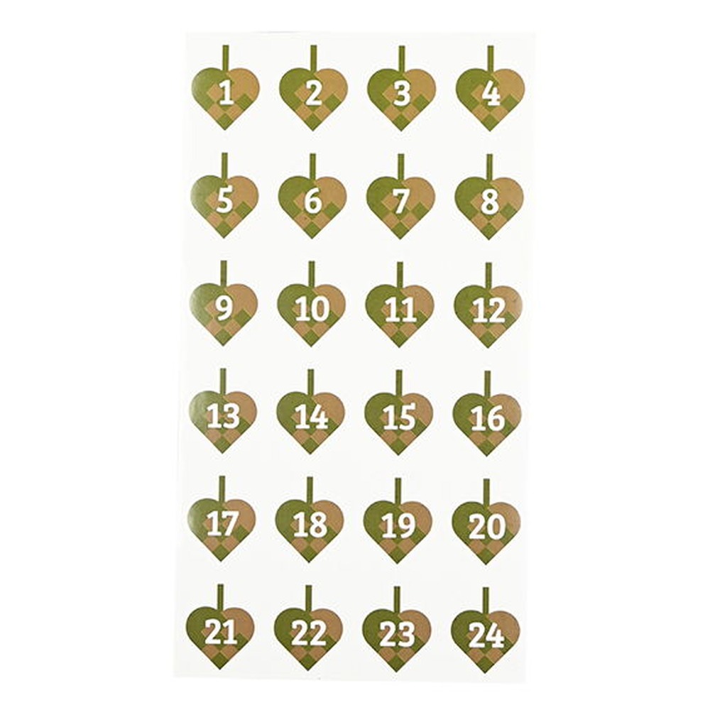 Julekalender Klistermærker Grøn - 1 stk (20 x 10,7 cm) | Julekalender Klistermærke - Temashop