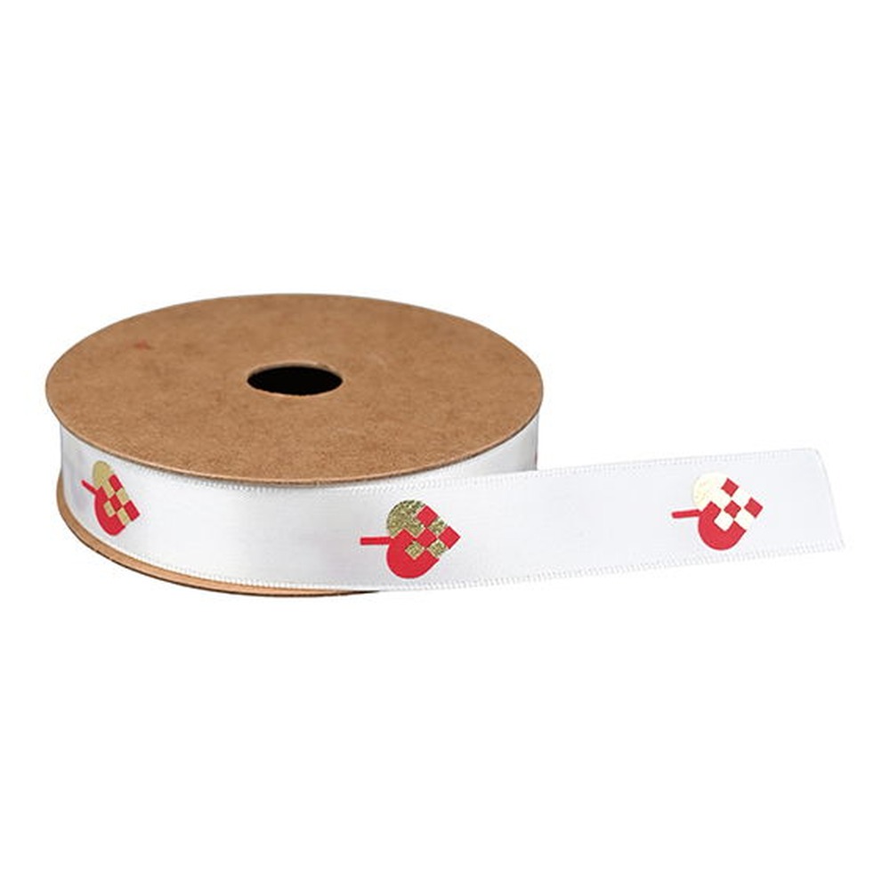 Gavebånd Hvid - 1 stk (1,5 cm x 10 m) | Julegave Bånd - Temashop