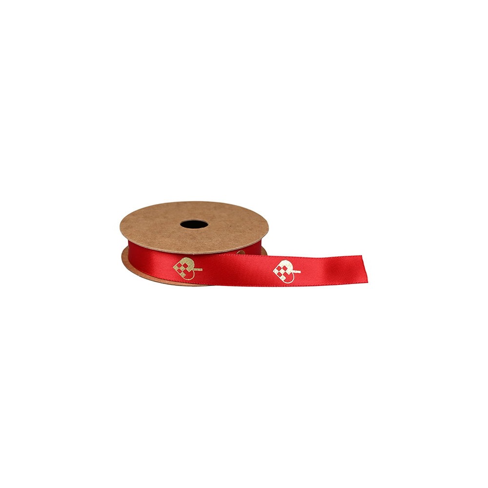 Flettet Hjerte Gavebånd Rød - 1 stk (1,50 x 10 m) - Temashop