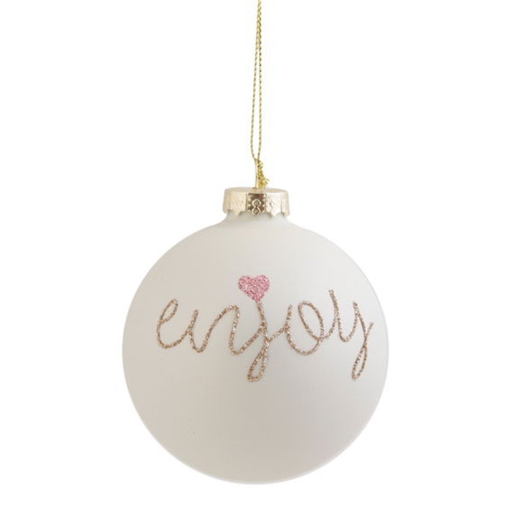 Hvid Julekugle Med Glitter