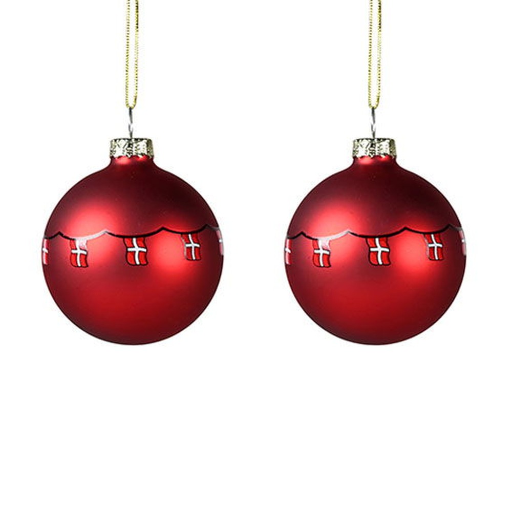 Julekugler Med Flagranke Rød