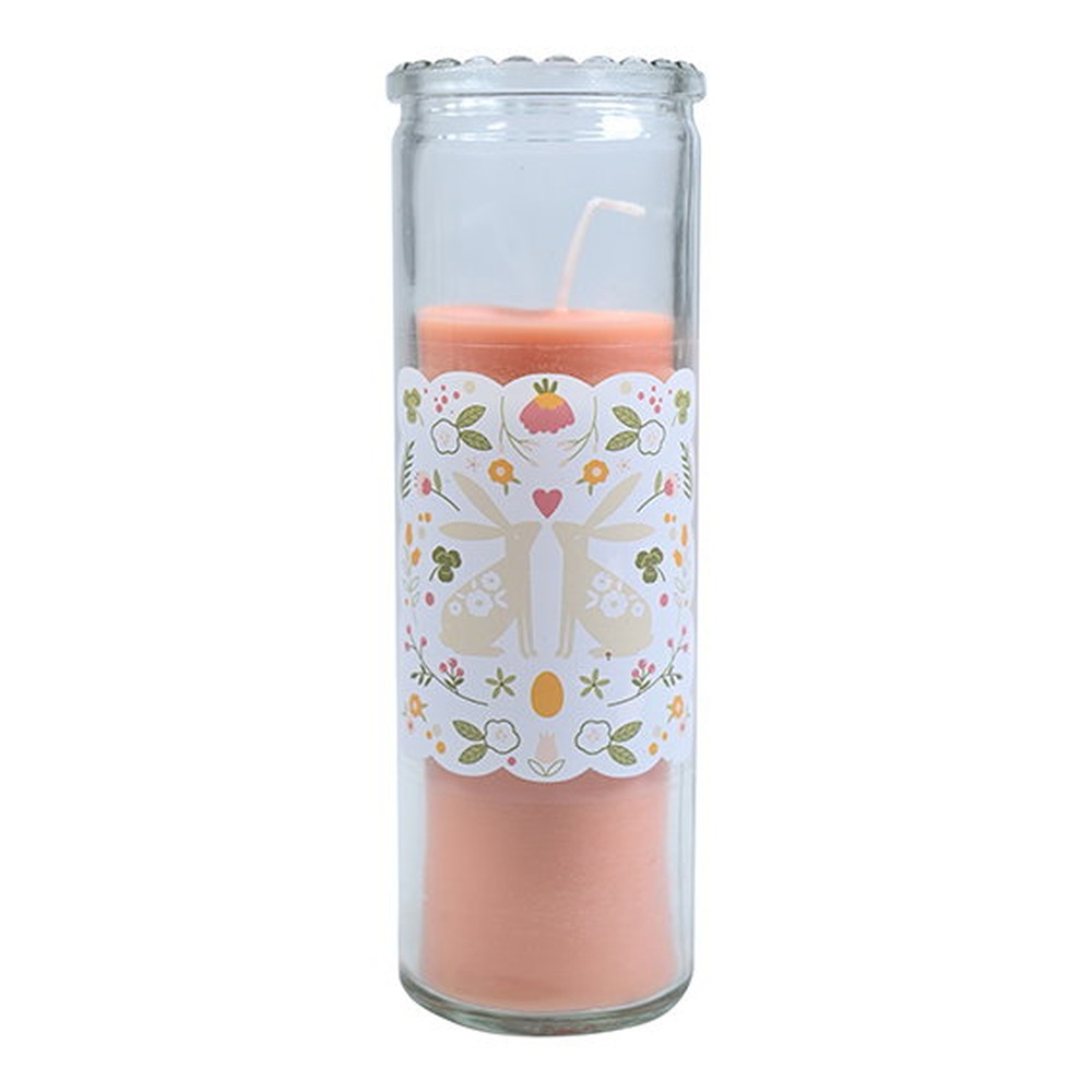 Happy Easter Lys I Glas Gul - 1 stk (16,5 x Ø 5,5 cm) | Påske Lys / lysestager - Temashop