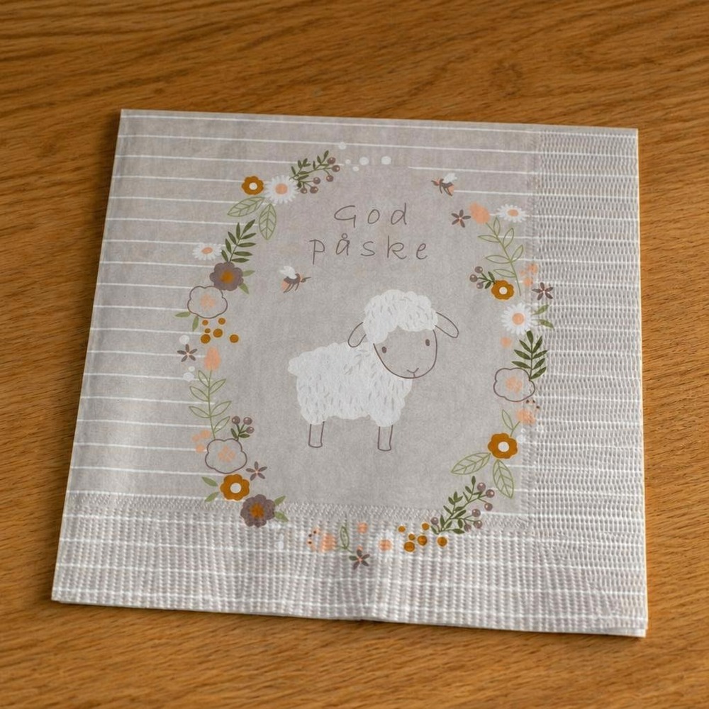 God Påske Får Servietter - 20 stk (33 x 33 cm) | Påske Servietter - Temashop