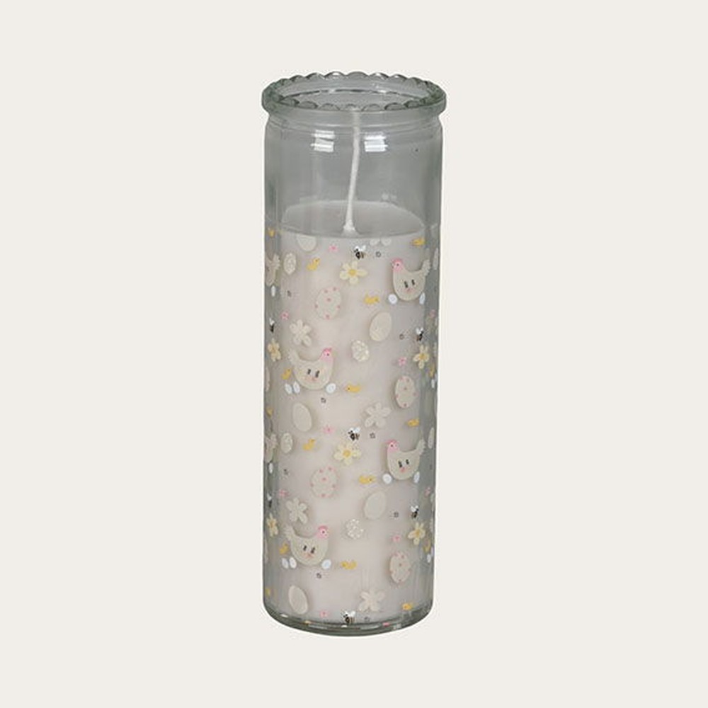 Happy Easter Lys I Glas Hvid - 1 stk (16,5 x Ø 5,5 cm) | Påske Lys / lysestager - Temashop