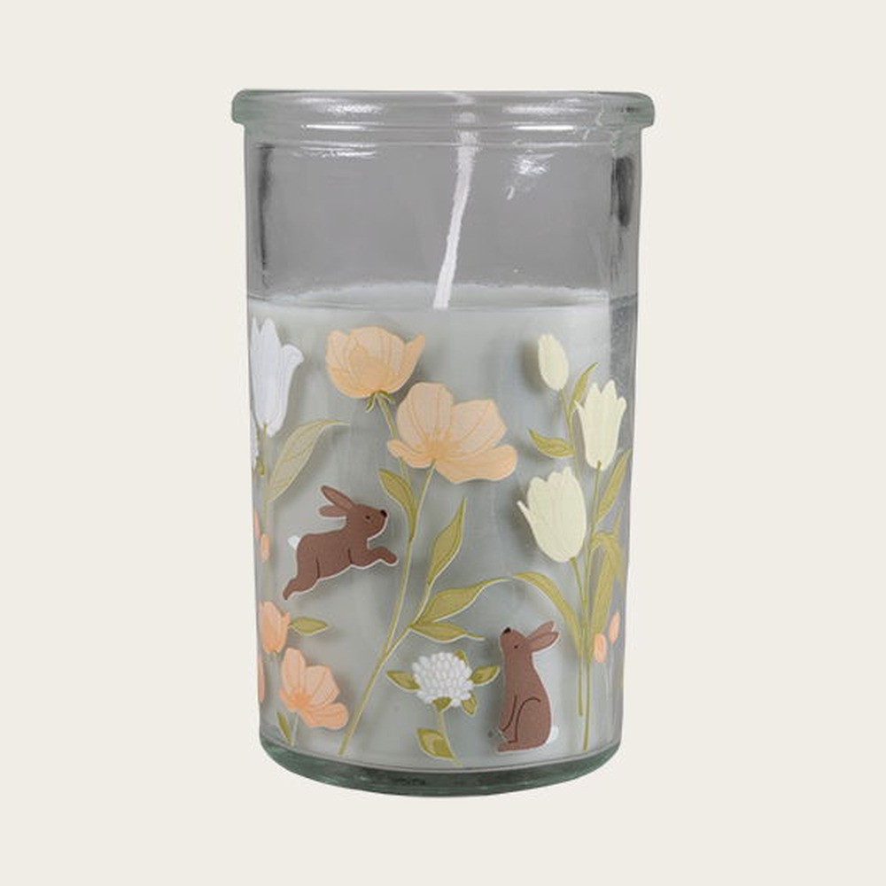 Påskelys I Glas Grøn - 1 stk (10 x Ø 6 cm) | Påske Lys / lysestager - Temashop