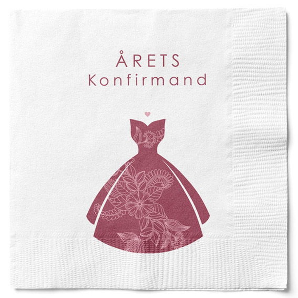 Årets Konfirmand Servietter Hvid - 20 stk (33 x 33 cm) | Konfirmation Servietter - Temashop