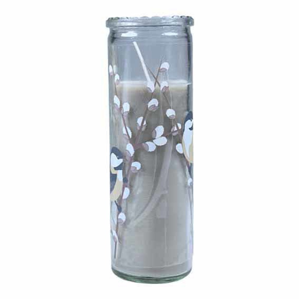Lys I Glas Blomster - 1 stk (16,5 x Ø 5,5 cm) | Blomst Lys / lysestager - Temashop