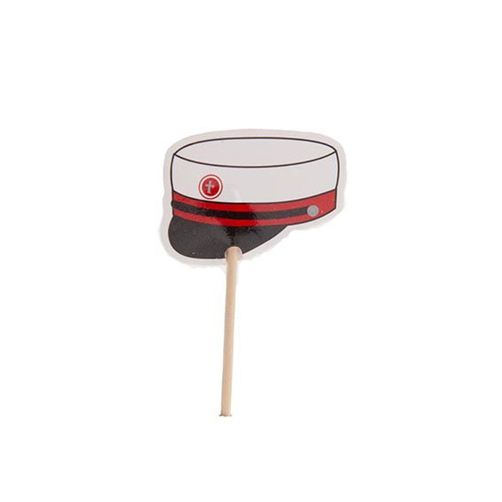 Studenterhue Kagepinde Rød - 8 stk (7,5 x 3,5 cm) | Studerende Kagepinde - Temashop
