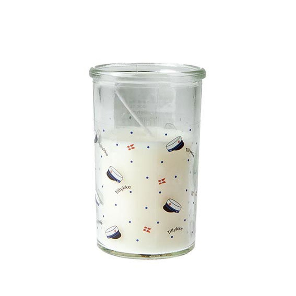 Student Lys I Glas Blå - 1 stk (Ø 6 x 10 cm) | Studerende Lys / lysestager - Temashop