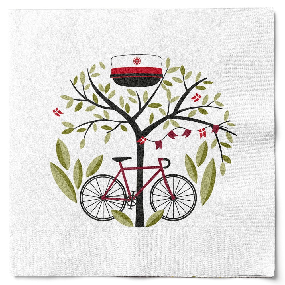 Studenterhue Cykel Servietter Rød - 20 stk (33 x 33 cm) | Studerende Servietter - Temashop