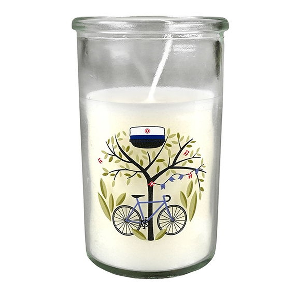 Student Lys I Glas Hvid - 1 stk (10 x Ø 6 cm) | Studerende Lys / lysestager - Temashop